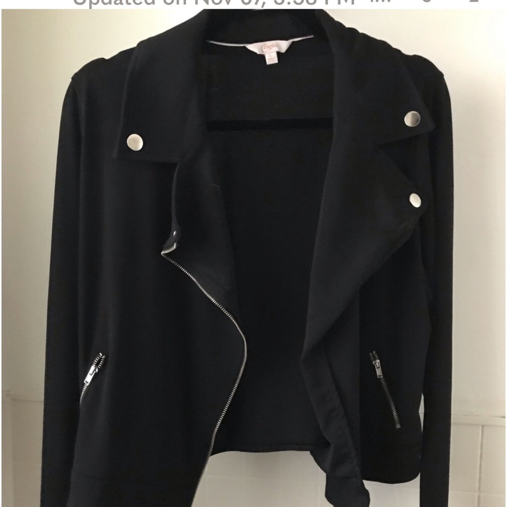 Candie’s Junior Black Moto Zip Cropped Jacket Size Medium
